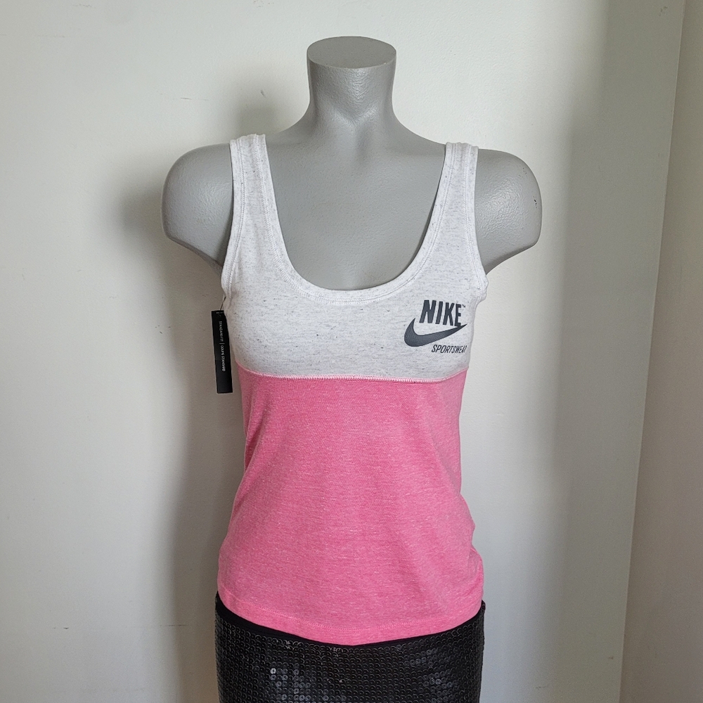 Nike Women's Gray and Pink Tank Top